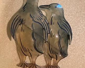 Antique 2 Penguin  Dyed Antler - Pin  RARE 