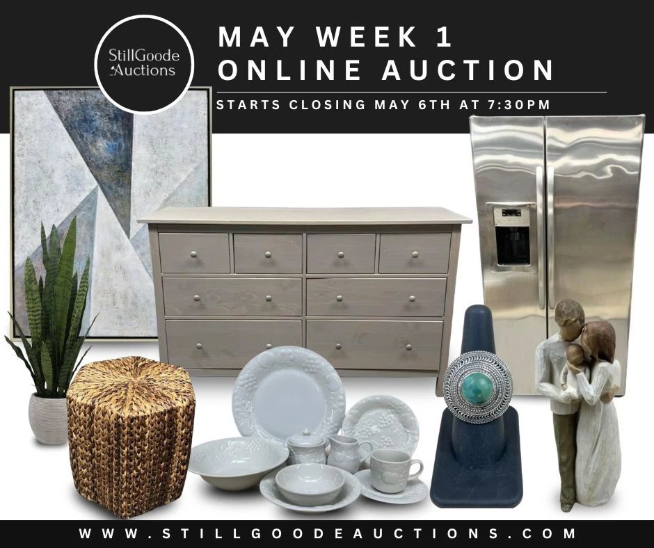 Art, china, collectibles, home decor, furniture, antiques, paintings, sterling silver, appliances and more