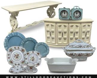 Furniture, designer handbags, jewelry, china, furniture, and much more