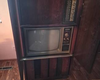 Vintage Record Player, television cabinet combination 