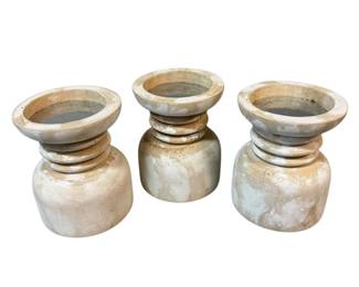 Stonebriar Coastal Wood Pillar Candle Holders