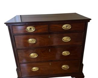 George III British 2 Over 3 Drawer Mahogany Chest