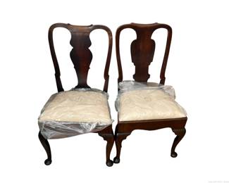 Pair of Queen Anne Style Mahogany Side Dining Chairs