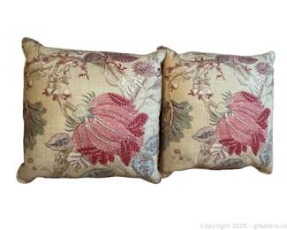 Lovely Floral Pair of Down Decorative Pillows