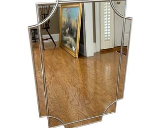 Geometric Framed Wall Mirror Silver Color Frame