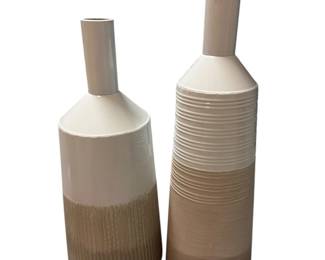 Two Ceramic Ribbed Vases
