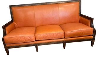 WHL Collection Soft Orange Leather High Back Sofa