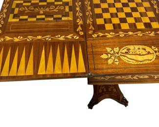 Stunning Antique Dutch Marquetry Flip Top Game Table