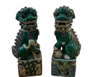 Green Porcelain Foo Dogs