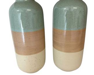 Pair of Striped Ceramic Vases