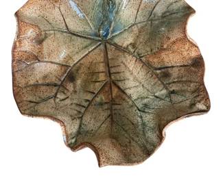 Green Grape Leaf Pottery Bowl
