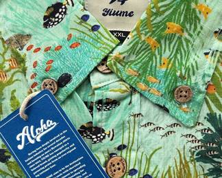 Yiume "Underwater Wonderland" Print Short Sleeve Button-Up Shirt