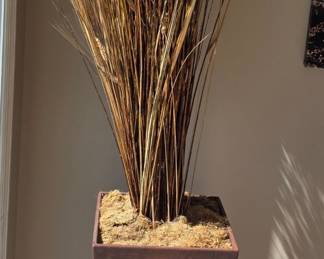 Tall Decorative Urn with Dried Grasses