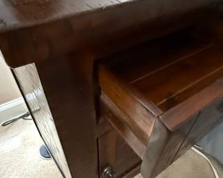 Rustic Farmhouse Wood Nightstand with Drawer and Cabinet