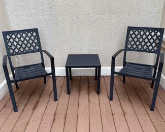 Metal Outdoor Dining Set with Lattice Back Chairs