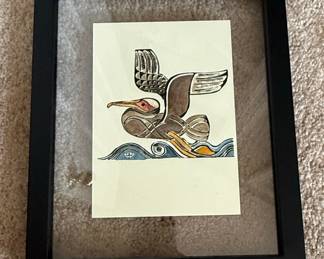 Walter Anderson Style Framed Bird and Rabbit Prints (Set of 4)