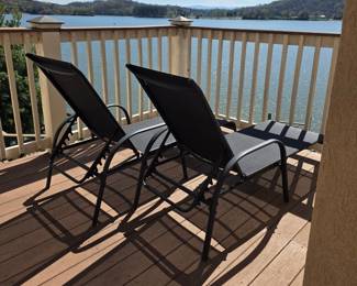 Black Metal Mesh Lounger Chairs (Set of 2)