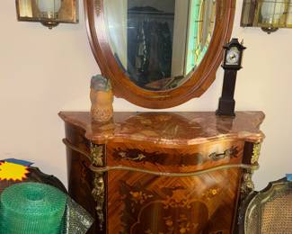 French Louis XV Console Cabinet (repro, pretty detail!)