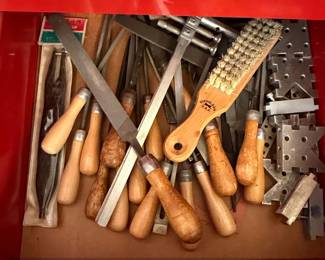Nicholson Wood Handle Brush and Assorted Files