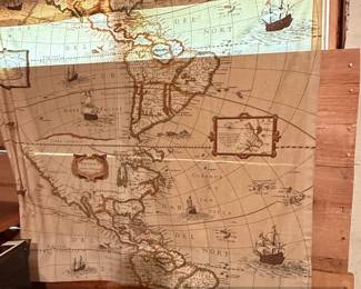 Decorative World Map Tapestry  Age of Exploration Style