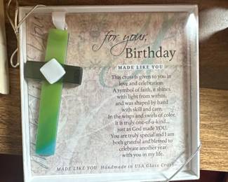 The Grandparent Gift Co. Handmade in USA Glass Cross for Birthday