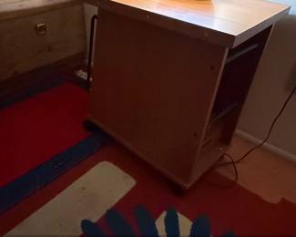 MidCentury Modern Teak Rolling Cart with Drop Leaf
