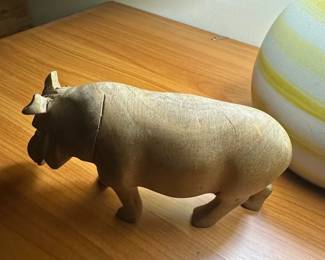 Hand Carved African Wooden Hippopotamus Figurine second image