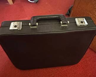 Vintage Black Leatherette Briefcase with Metal Clasps