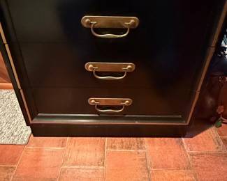 Black Lacquer Dresser with Brass Hardware