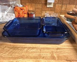 Anchor Hocking Ovenware Cobalt Blue Glass Baking Dishes Set