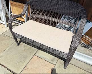 StyleWell Brown Wicker Outdoor Patio Loveseat with Cushion