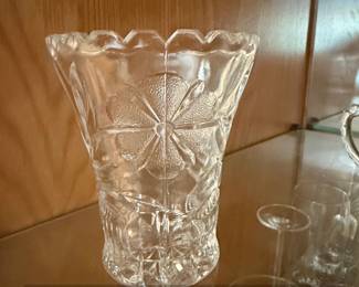 Vintage Anchor Hocking Prescut Clear Glass Vase