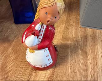 Jullar Made in Spain Ceramic Girl with Chicken Figurine