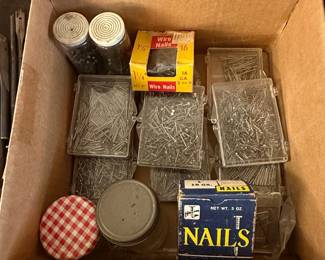 Assorted Wire Nails Collection with Holland Mfg. Co. Box