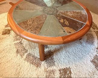 MidCentury Danish Teak and Slate Tile Coffee Table by Tue Poulsen for Haslev Mbelsnedkeri