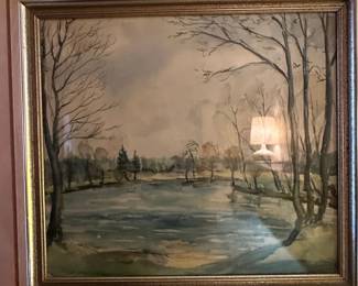 Landscape Watercolor Painting by T. Winter