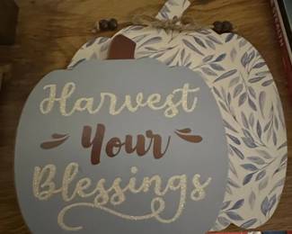 Made Like You Handmade Glass Cross and Harvest Blessings Pumpkin Decor second image