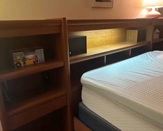 MidCentury Danish Modern Teak Platform Bed with Integrated Shelving and Lighting second image