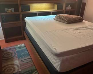 MidCentury Danish Modern Teak Platform Bed with Integrated Shelving and Lighting