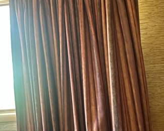 Striped Velvet Curtain Panel  Copper Kettle Brown