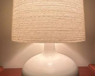 MidCentury Modern Lotte Bostlund Ceramic Table Lamp with Woven Shade