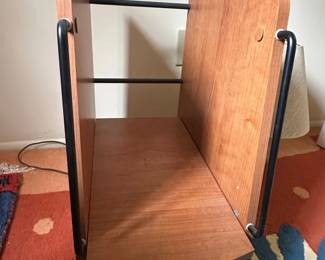 MidCentury Modern Wood and Metal Magazine Rack or Cart