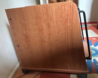 MidCentury Modern Wood and Metal Magazine Rack or Cart fourth image