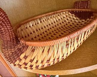 Vintage Wicker Duck Basket with Wooden Beak second image