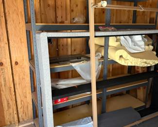 Metal Shelving Unit with Upholstered Panels