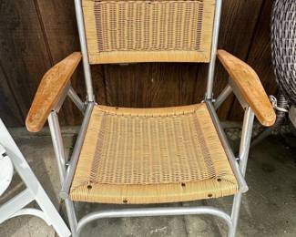 Vintage Telescope Casual Aluminum and Wicker Folding Chair