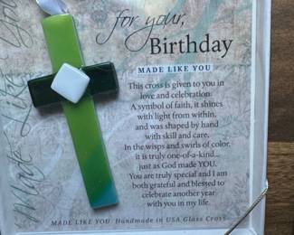 Made Like You Handmade Glass Cross and Harvest Blessings Pumpkin Decor