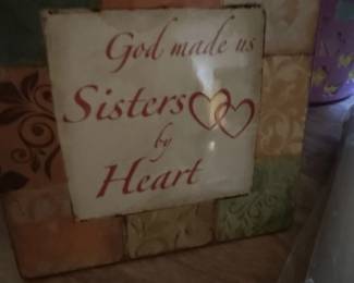 God Made Us Sisters by Heart Wood Plaque