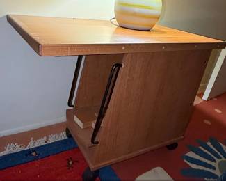 MidCentury Modern Teak Rolling Cart with Drop Leaf second image