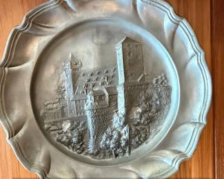 CadoMathieu Pewter Plate with Castle Scene, possibly German